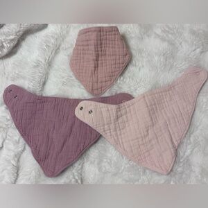 Cloud Island Muslin Bandana Bib Set Pink Mauve One Size 3 Pack